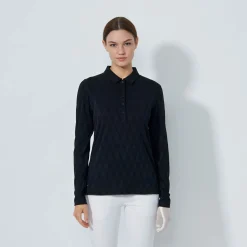 Graphic Jaquard Ls Poloshirt Svart>Daily Sports Outlet