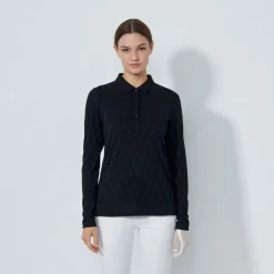 Graphic Jaquard Ls Poloshirt Svart>Daily Sports Outlet