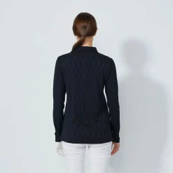 Graphic Jaquard Ls Poloshirt Svart>Daily Sports Outlet
