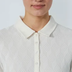 Graphic Jaquard Ls Poloshirt Vit>Daily Sports Sale
