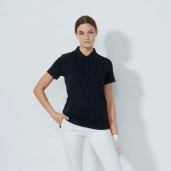 Graphic Jaquard Ss Poloshirt Svart>Daily Sports Sale