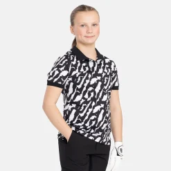Jr Tech Hidden Button Pique AOP Svart Vit>Bogeys & Birdies Best