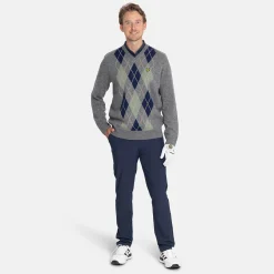 Lambswool Blend Argyle V-Neck Grå Blå>Lyle & Scott Sale