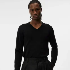 Lymann Merino V-Neck Sweater Svart>J.Lindeberg Discount