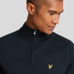 Merino Blend Quarter Zip Blå>Lyle & Scott Sale