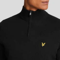 Merino Blend Quarter Zip Svart>Lyle & Scott Discount