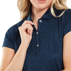 Painted Floral Cap Sleeve Lisle Blå>FootJoy Discount