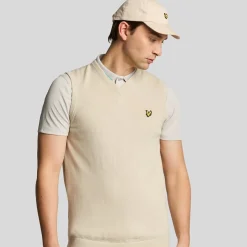 Slipover Merino Blend V-Neck Beige>Lyle & Scott Sale