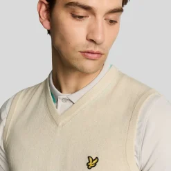 Slipover Merino Blend V-Neck Beige>Lyle & Scott Sale
