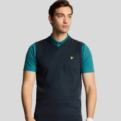 Slipover Merino Blend V-Neck Blå>Lyle & Scott New