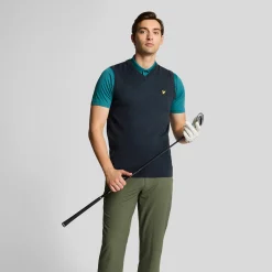 Slipover Merino Blend V-Neck Blå>Lyle & Scott New