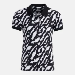 W Tech Hidden Button Pique AOP Svart Vit>Bogeys & Birdies Outlet