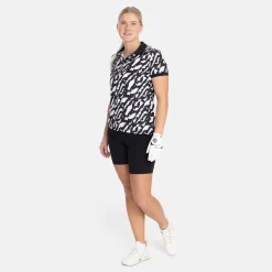 W Tech Hidden Button Pique AOP Svart Vit>Bogeys & Birdies Outlet