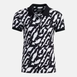 W Tech Hidden Button Pique AOP Svart Vit>Bogeys & Birdies Outlet