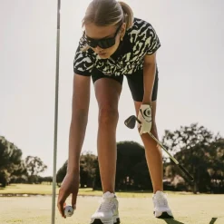 W Tech Hidden Button Pique AOP Svart Vit>Bogeys & Birdies Outlet